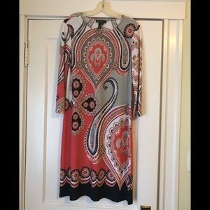 INC 3/4 sleeves Paisley Dress